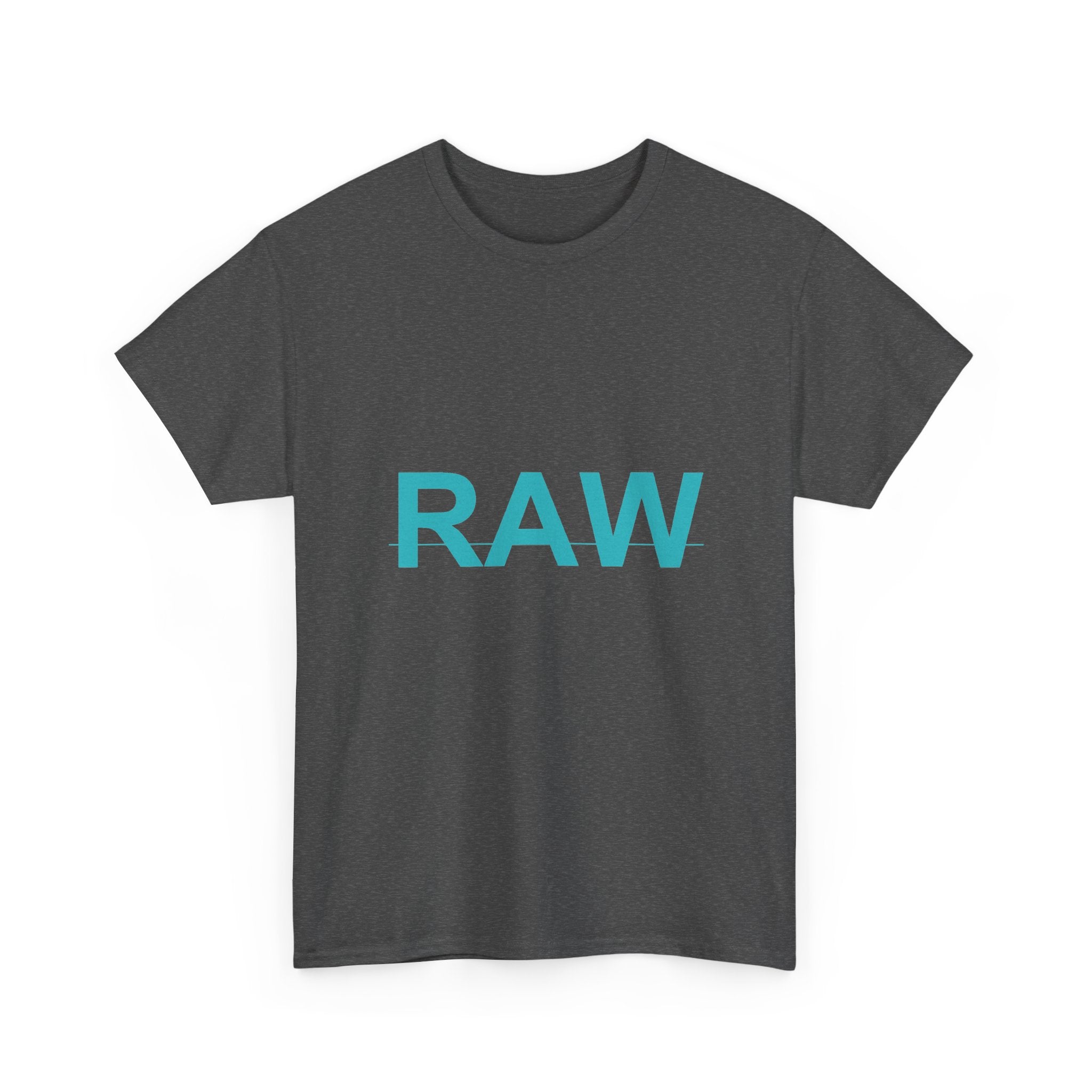 RAW Teal Block Letter Minimalist Statement Tee