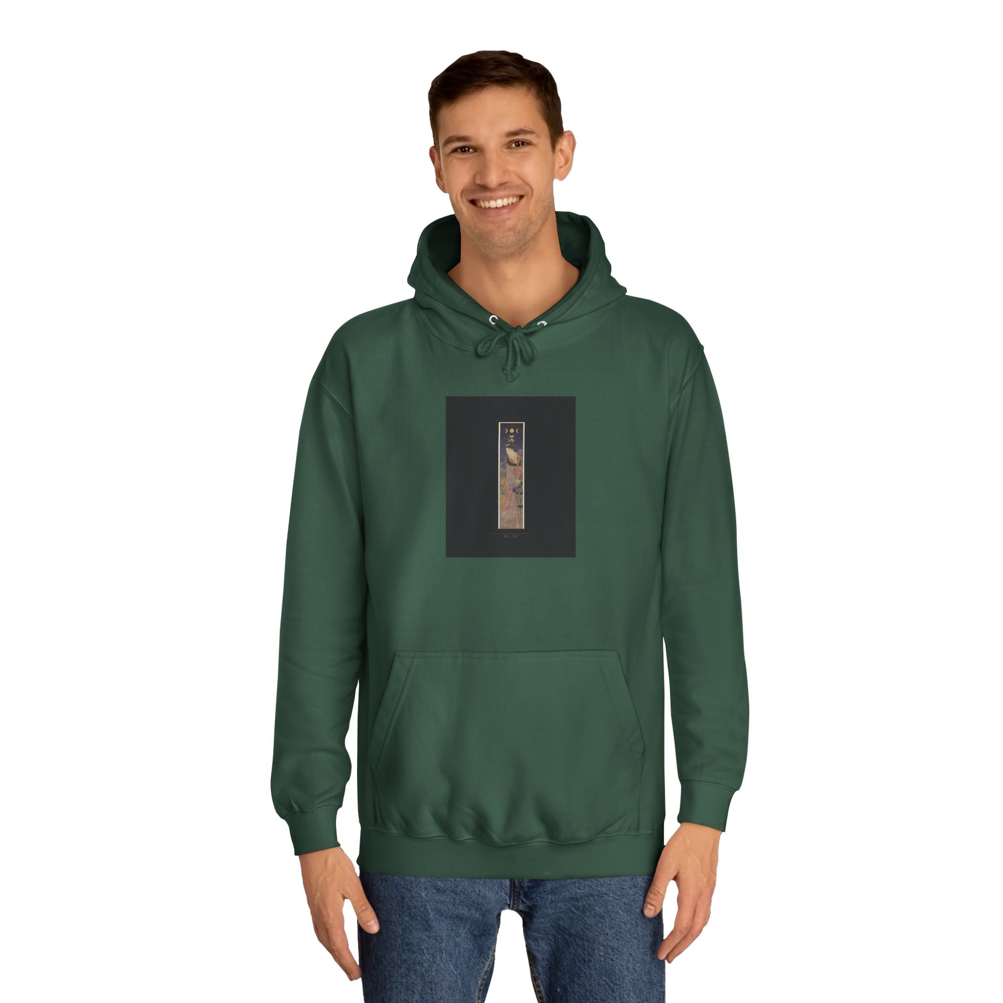 Crescent Moon Quail Ukiyo-e Panel Pullover Hoodie