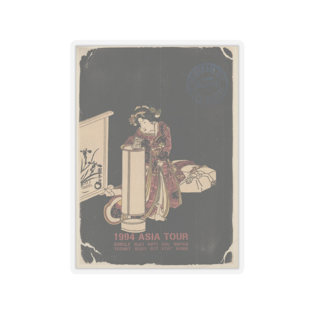 Vintage Bootleg — Young Woman Leaning Over A Tall Lamp — Kiss-Cut Sticker