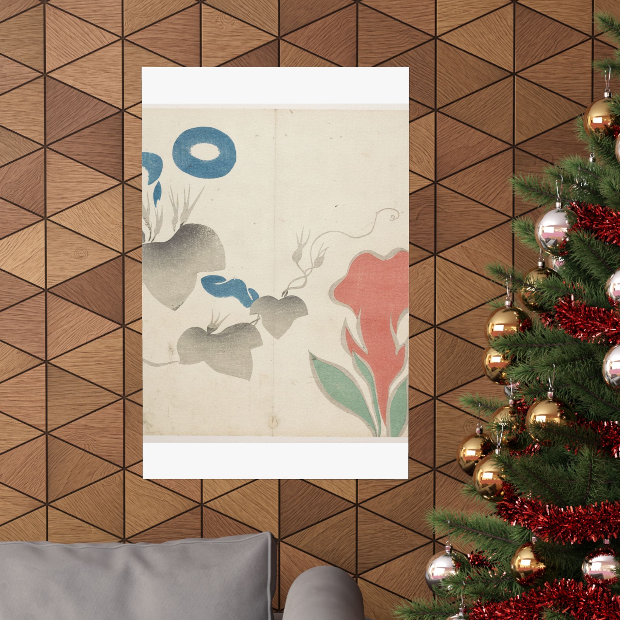 Watercolor — Design Of Morning–Glory And Other Flowers — Matte Poster