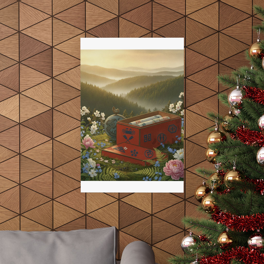 Scenic Nature — Red Lacquer Box And Water-Pot — Matte Poster