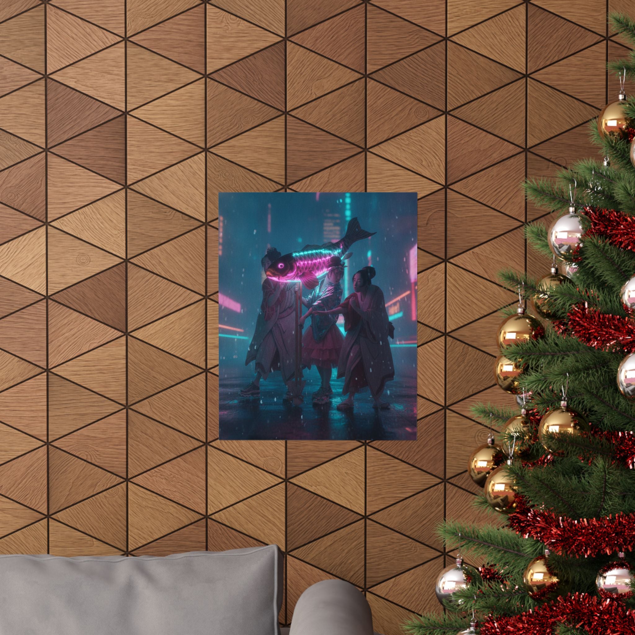 Neon Noir — Lantern Float — Matte Poster