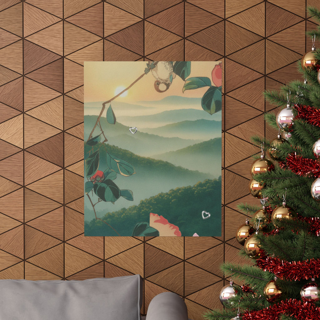 Scenic Nature — Camellia And Bullfinch — Matte Poster