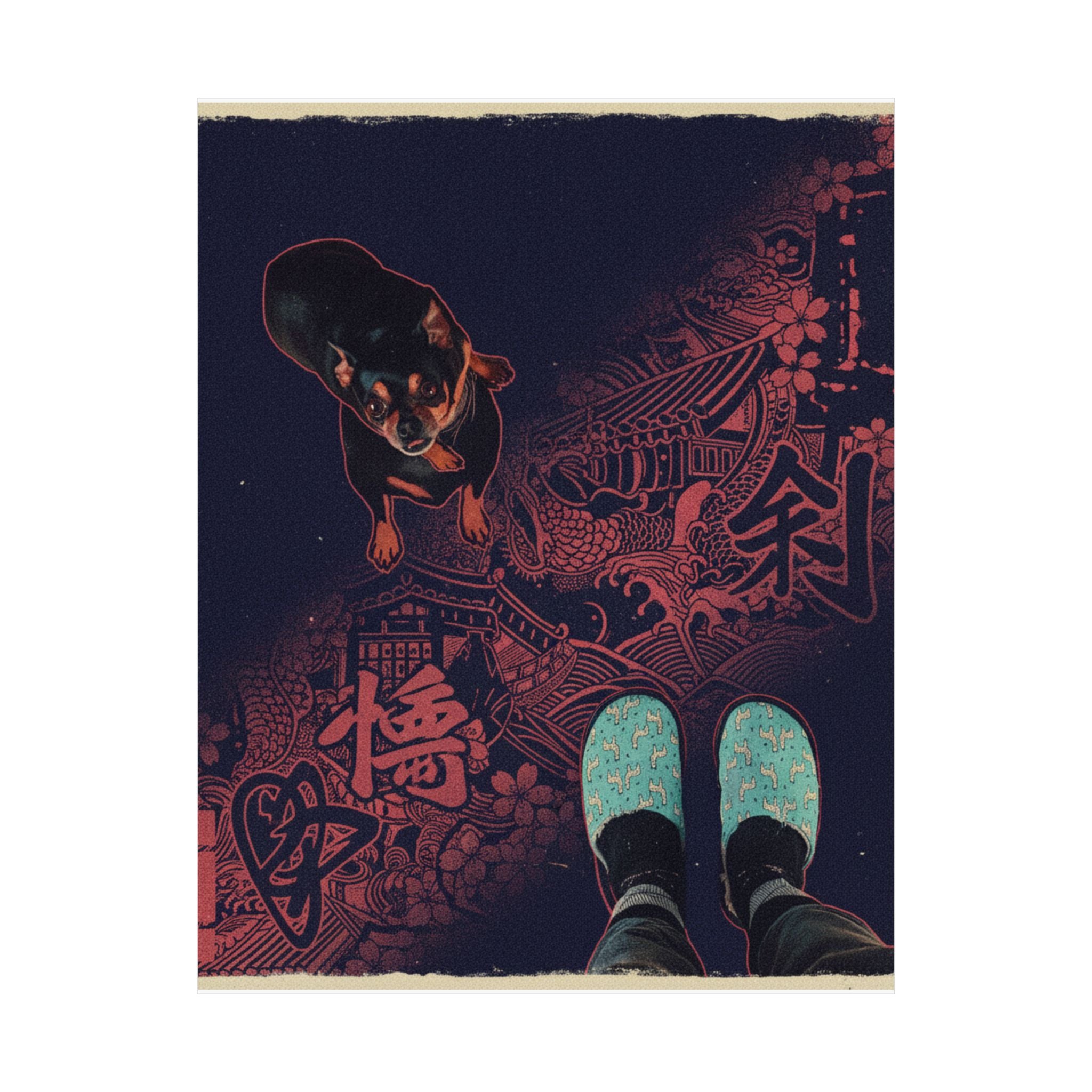 Japanese Street — Dog — Matte Poster