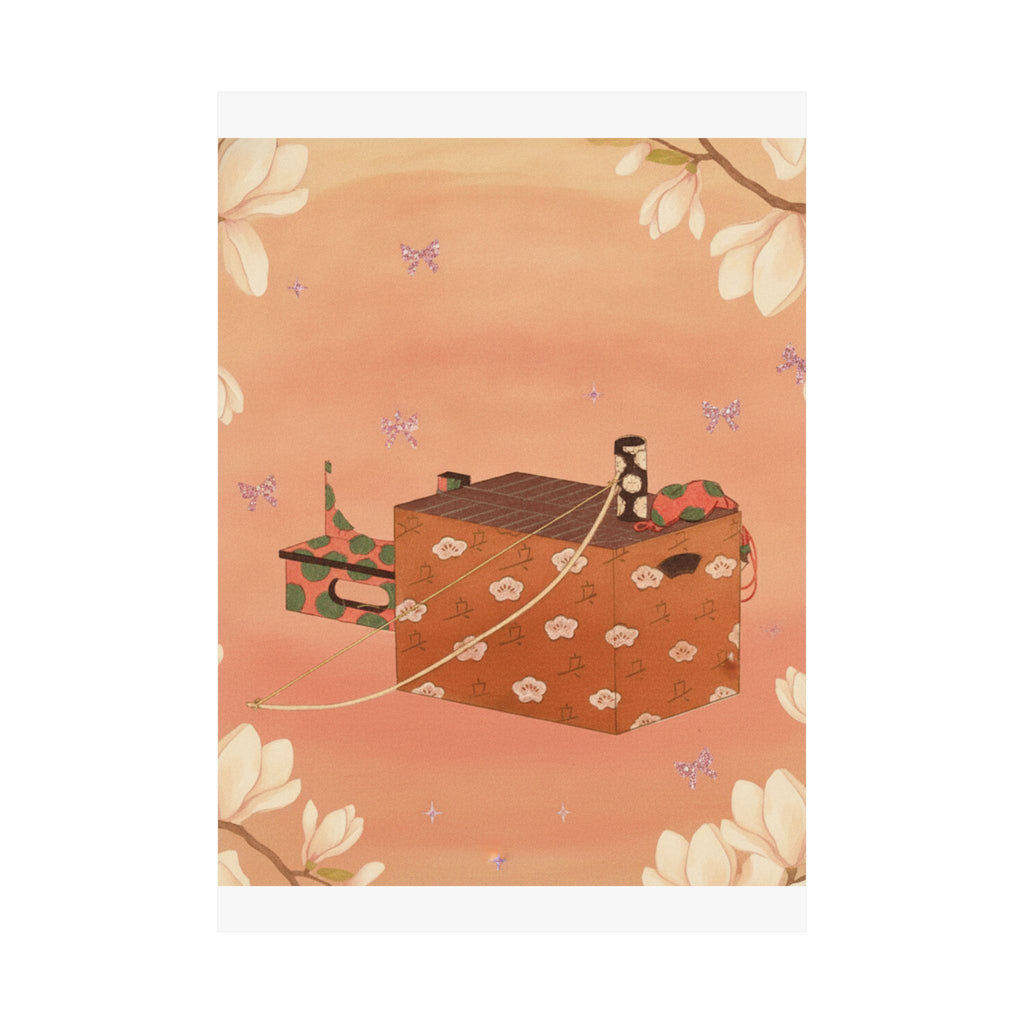 Southern Sunset — Box For Sugoroku Game (A Kind Of Backgammon), Bow And Drum — Matte Poster