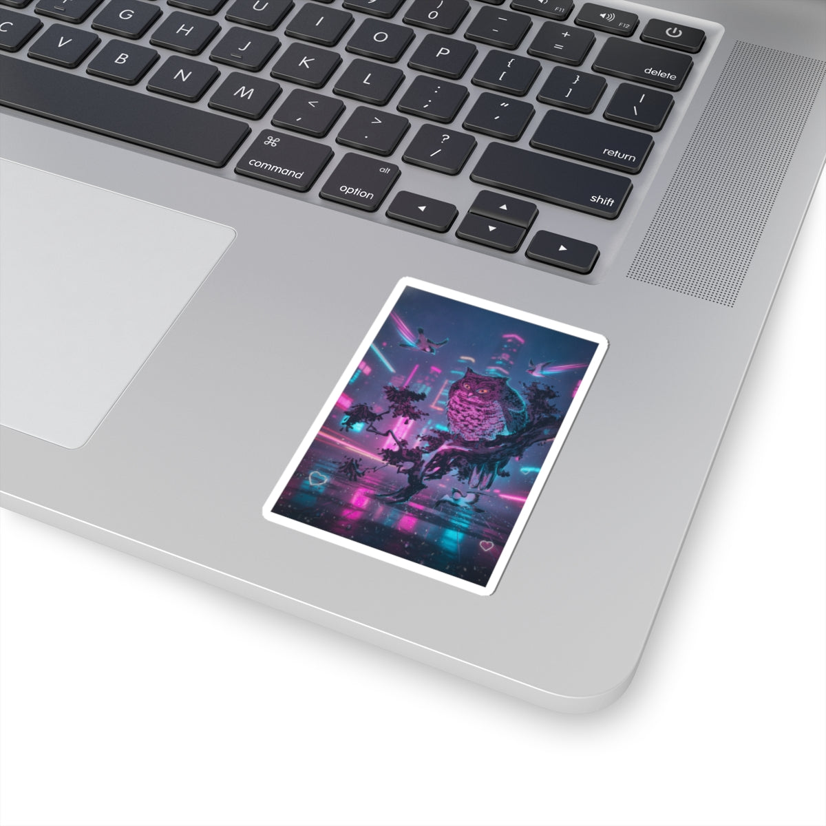 Neon Noir — Owl And Two Swallows — Kiss-Cut Sticker