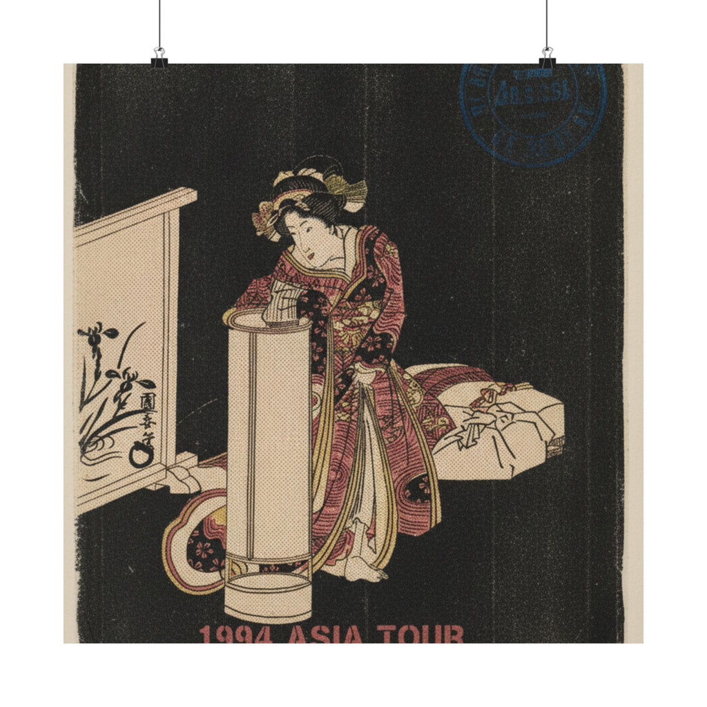 Vintage Bootleg — Young Woman Leaning Over A Tall Lamp — Matte Poster