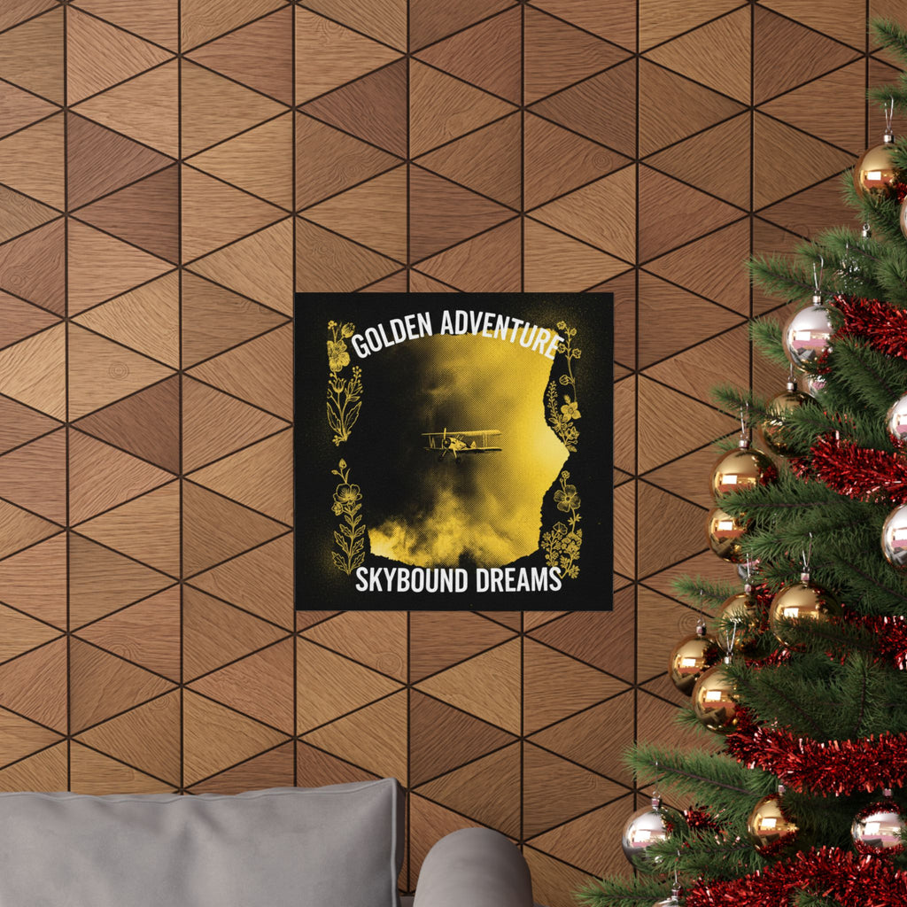 Golden Adventure Skybound Dreams Biplane Art Poster