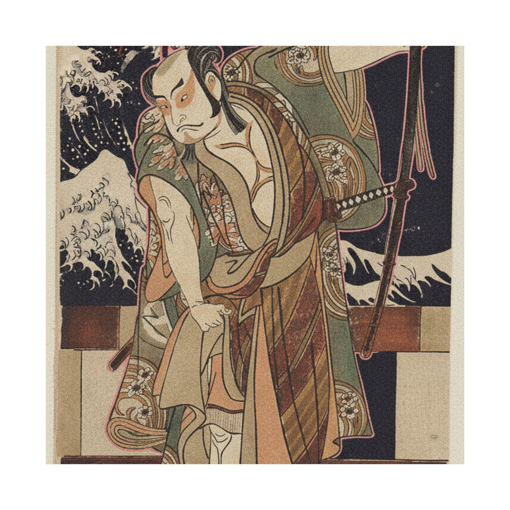 Japanese Street — The Third Otani Hiroji As A Samurai Of High Rank Standing In A Room — Matte Poster