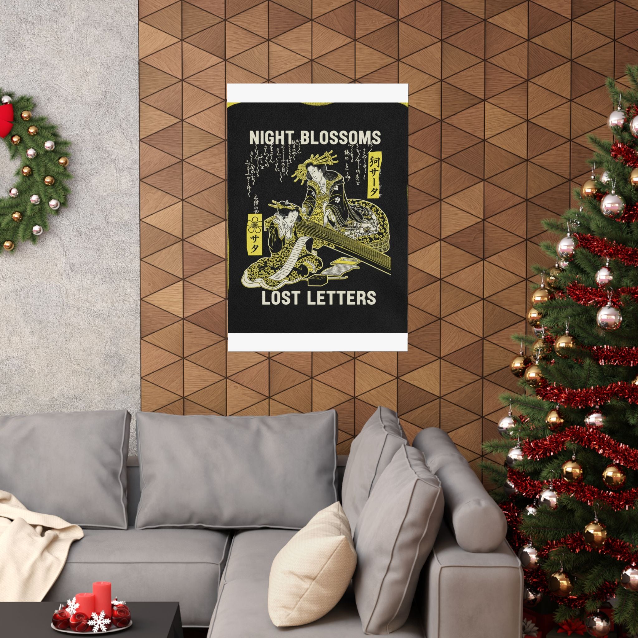 Streetwear Collage — Two Courtesans, One Playing A Koto (Harp) And The Other Reading A Letter — Matte Poster