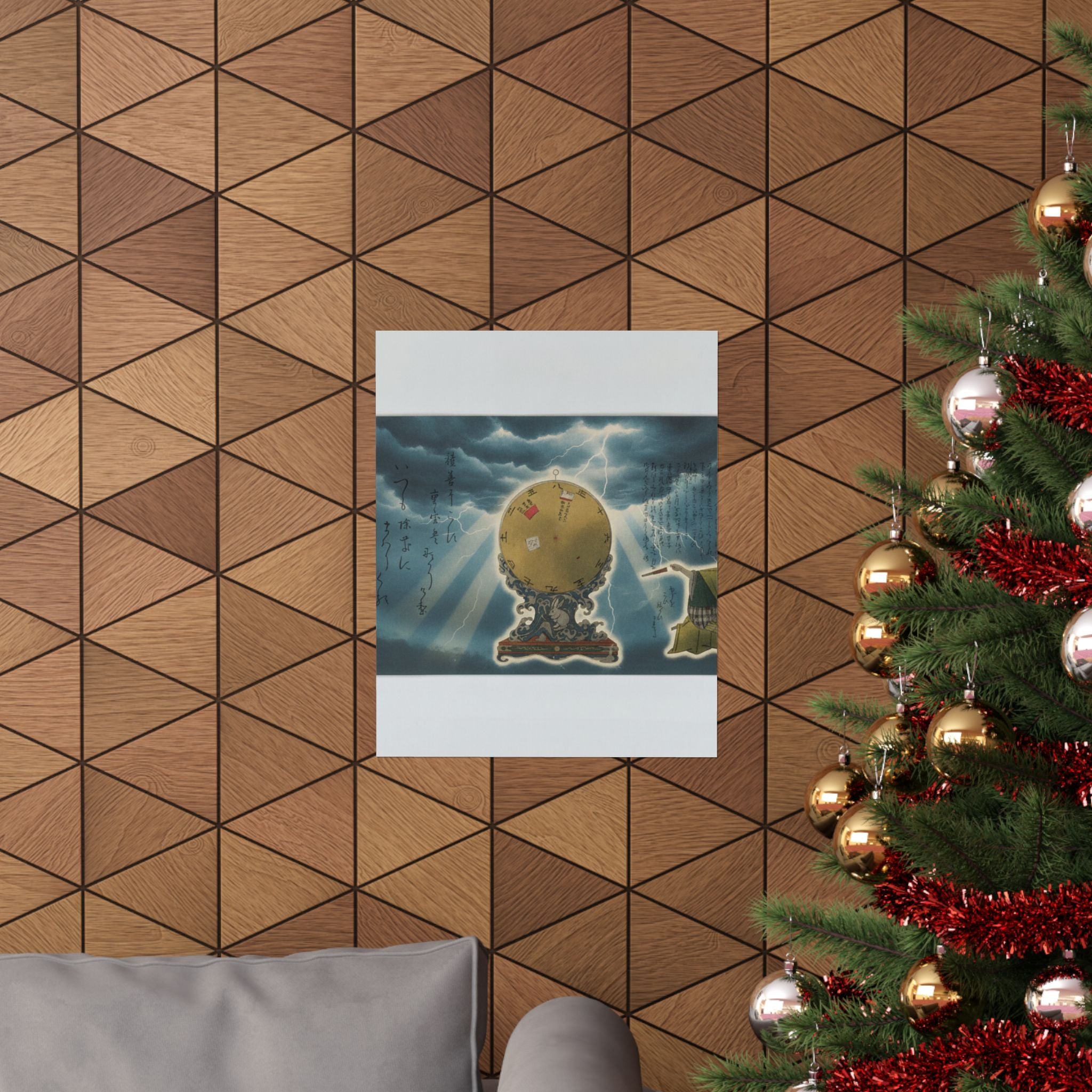 Dramatic Storm — Moveable Rotating Calendar Mounted On Elaborate Wave-Base With Rabbit Crest — Matte Poster