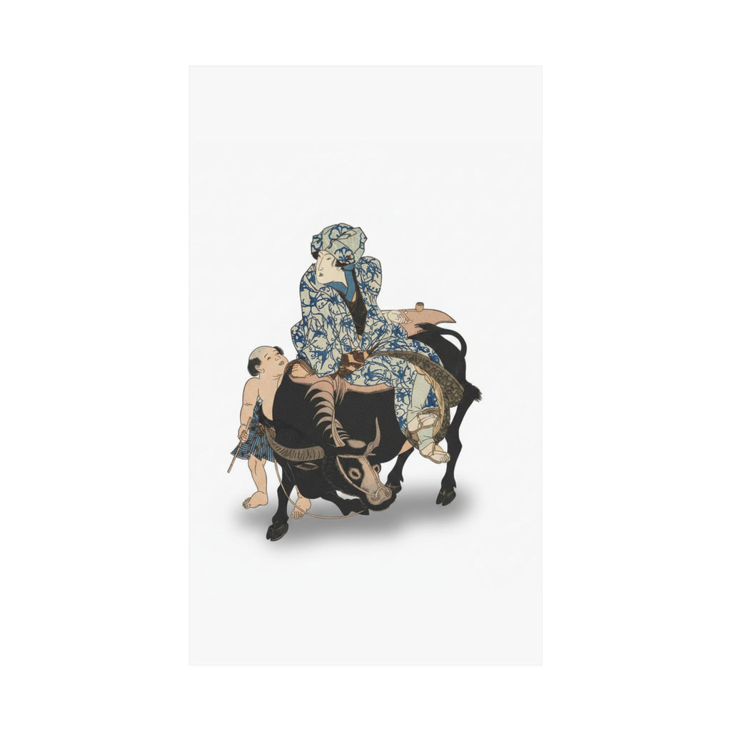 Ecommerce Main — Roshungi (Chinese, Lu Zhunyi) As A Woman With A Pipe Riding On A Buffalo — Matte Poster