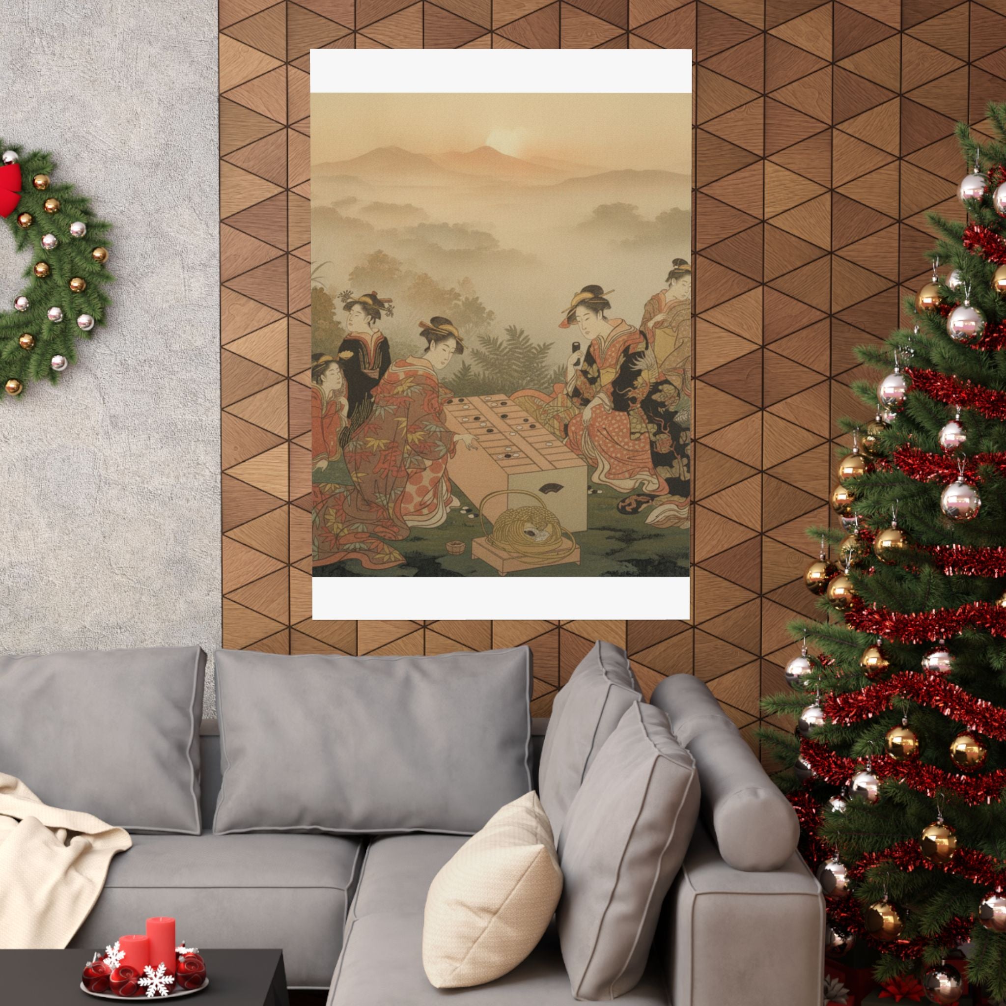 Scenic Nature — Two Young Women Playing A Game Of Sugoroku — Matte Poster