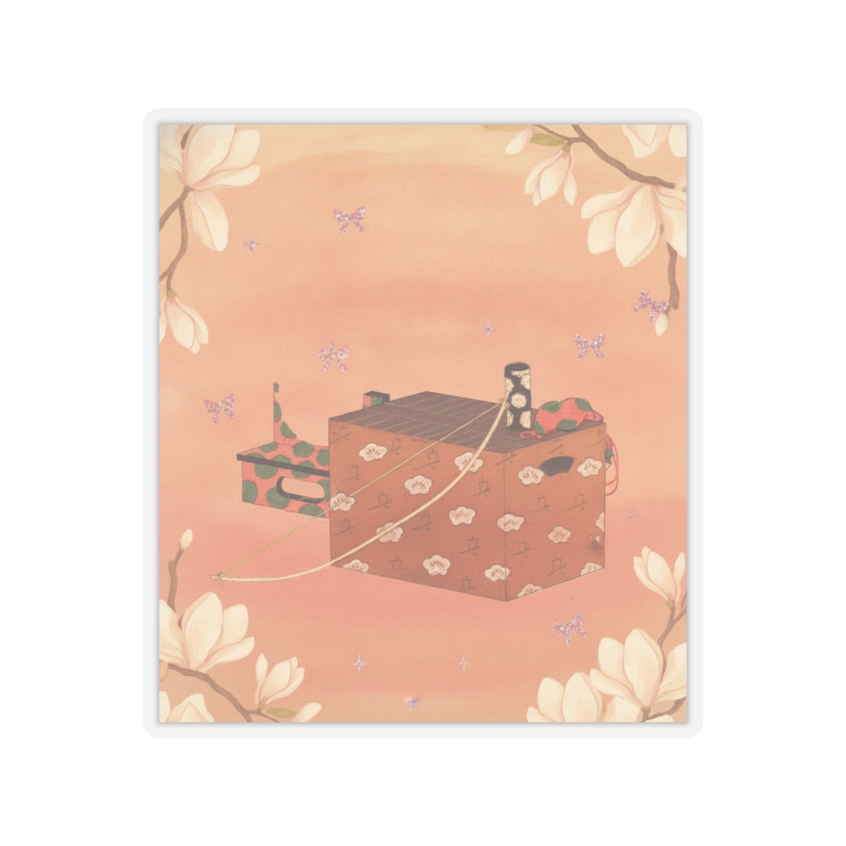 Southern Sunset — Box For Sugoroku Game (A Kind Of Backgammon), Bow And Drum — Kiss-Cut Sticker