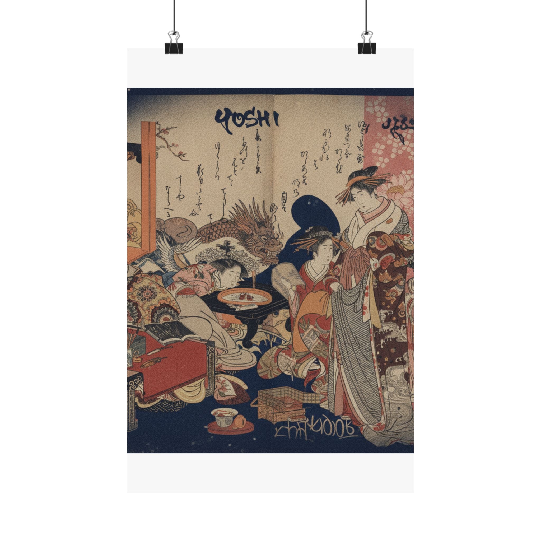 Japanese Street — A New Record Comparing The Handwriting Of The Courtesans Of The Yoshiwara (Yoshi — Matte Poster