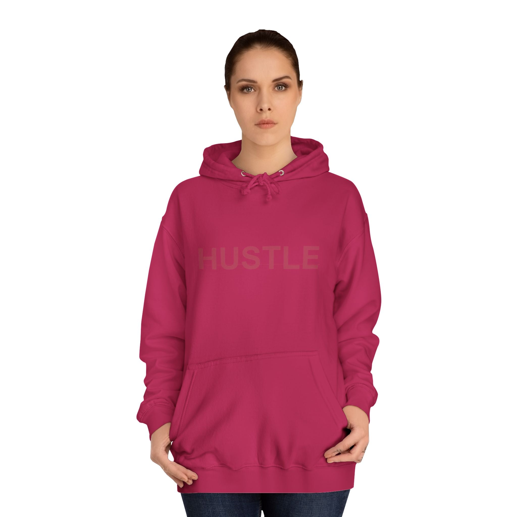 HUSTLE Bold Crimson Minimal Typography Hoodie