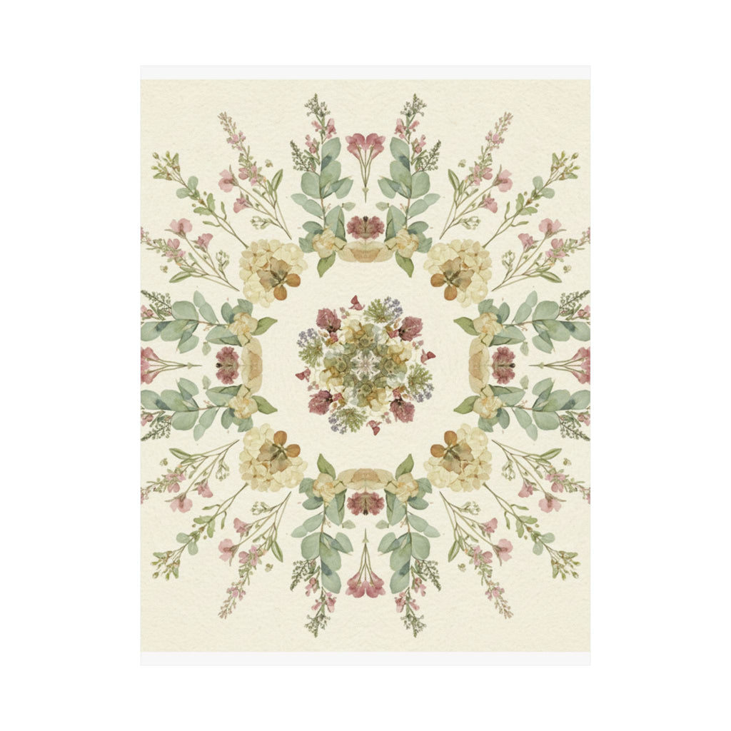Pressed Wildflower Symmetry Cottagecore Botanical Poster