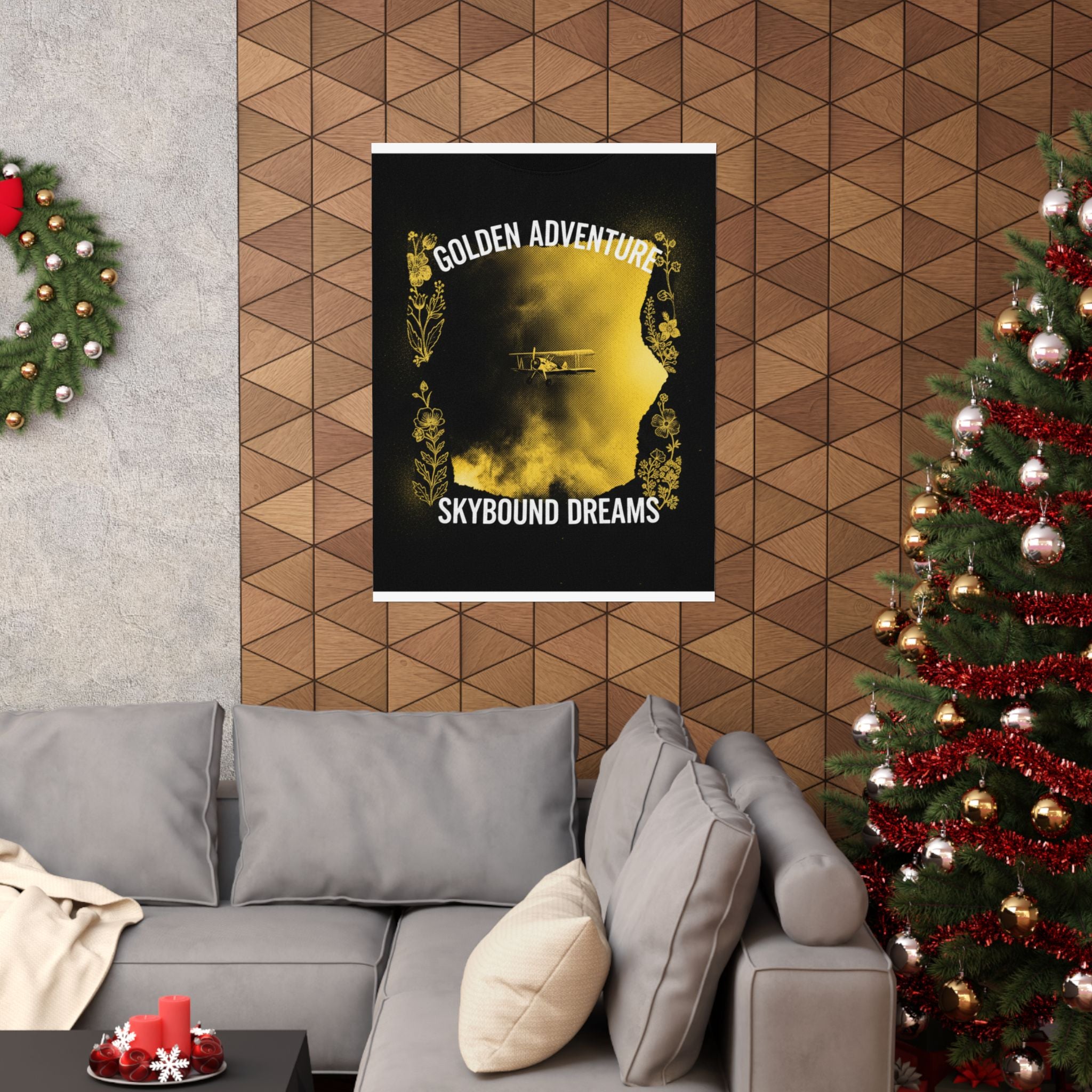 Golden Adventure Skybound Dreams Biplane Art Poster