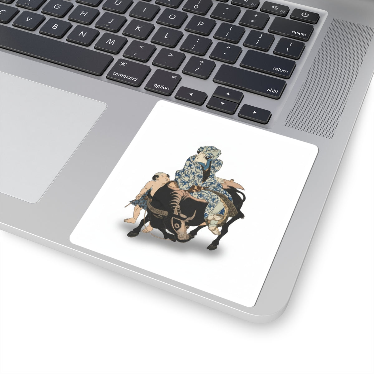 Ecommerce Main — Roshungi (Chinese, Lu Zhunyi) As A Woman With A Pipe Riding On A Buffalo — Kiss-Cut Sticker