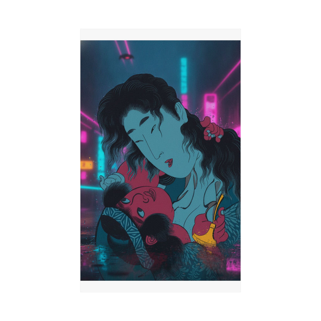 Neon Noir — Yamauba Playing With Kintarō — Matte Poster