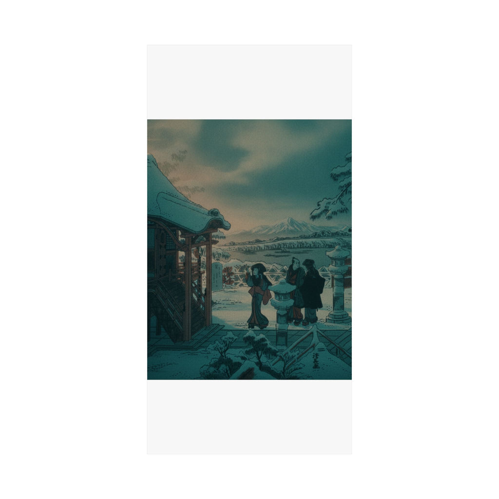 Cinematic — Snow Scene With Figures Outside A Temple — Matte Poster