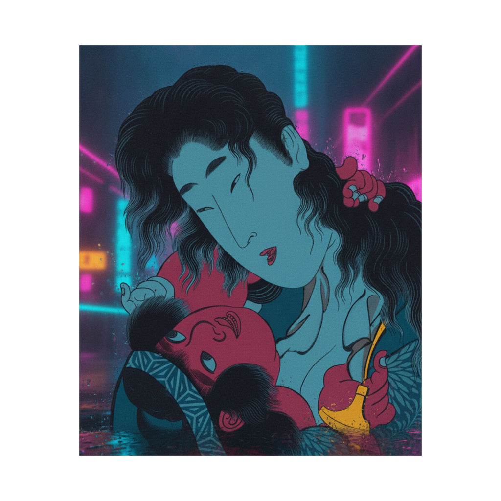 Neon Noir — Yamauba Playing With Kintarō — Matte Poster