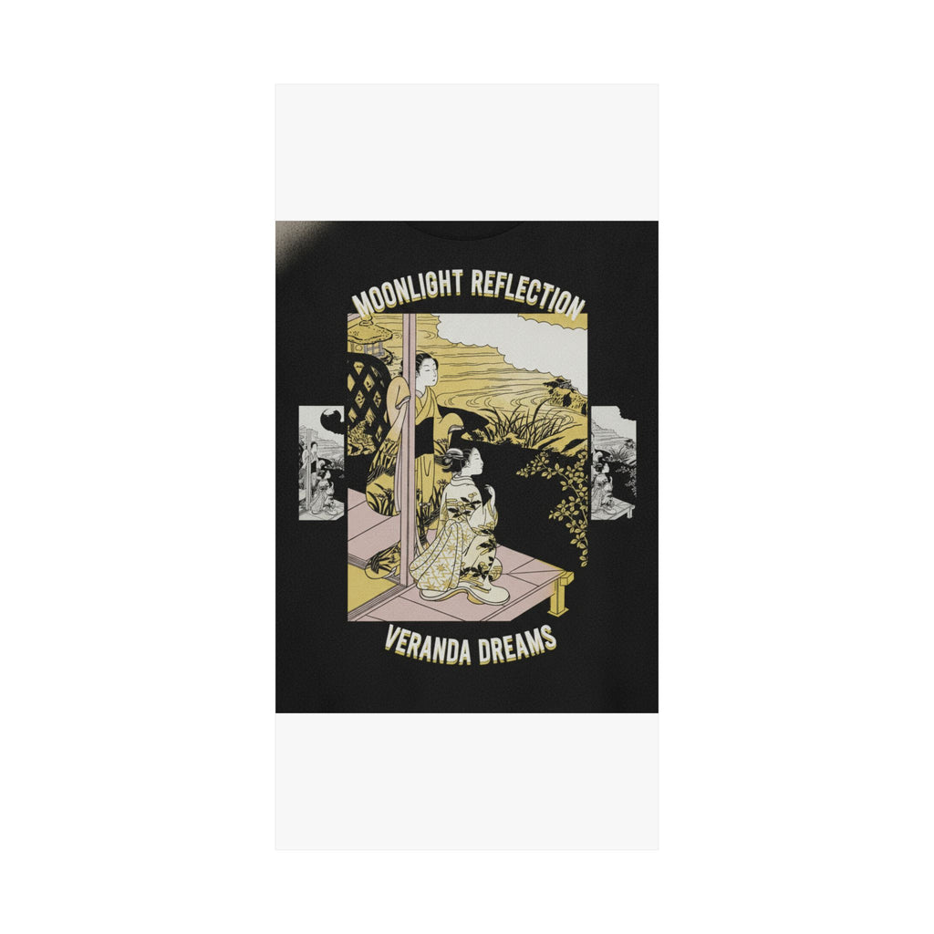 Streetwear Collage — Two Girls On A Veranda Beside A Stream With The Moon — Matte Poster