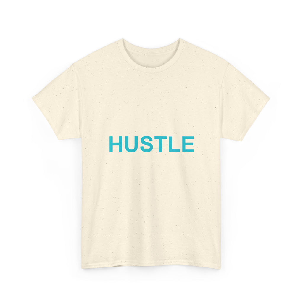 HUSTLE Bold Cyan Wordmark Minimal Graphic Tee