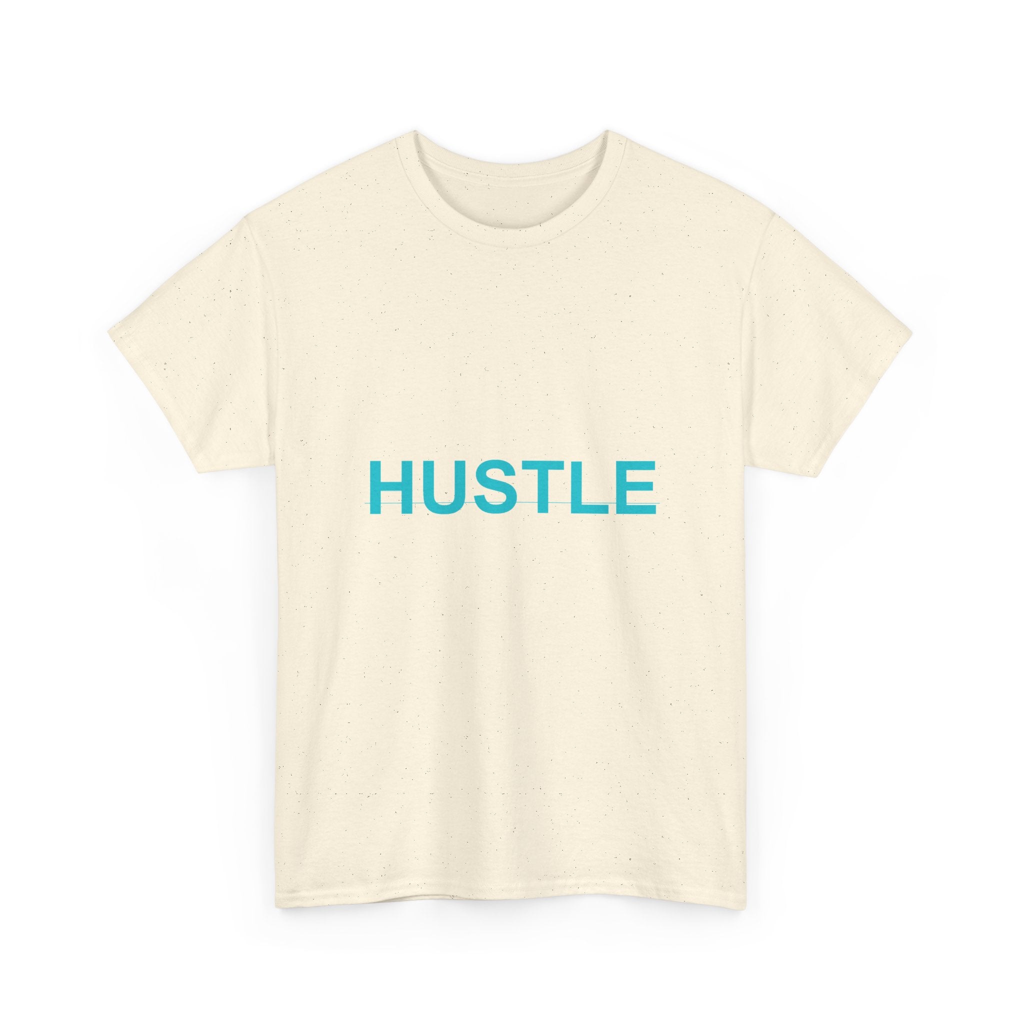 HUSTLE Bold Cyan Wordmark Minimal Graphic Tee