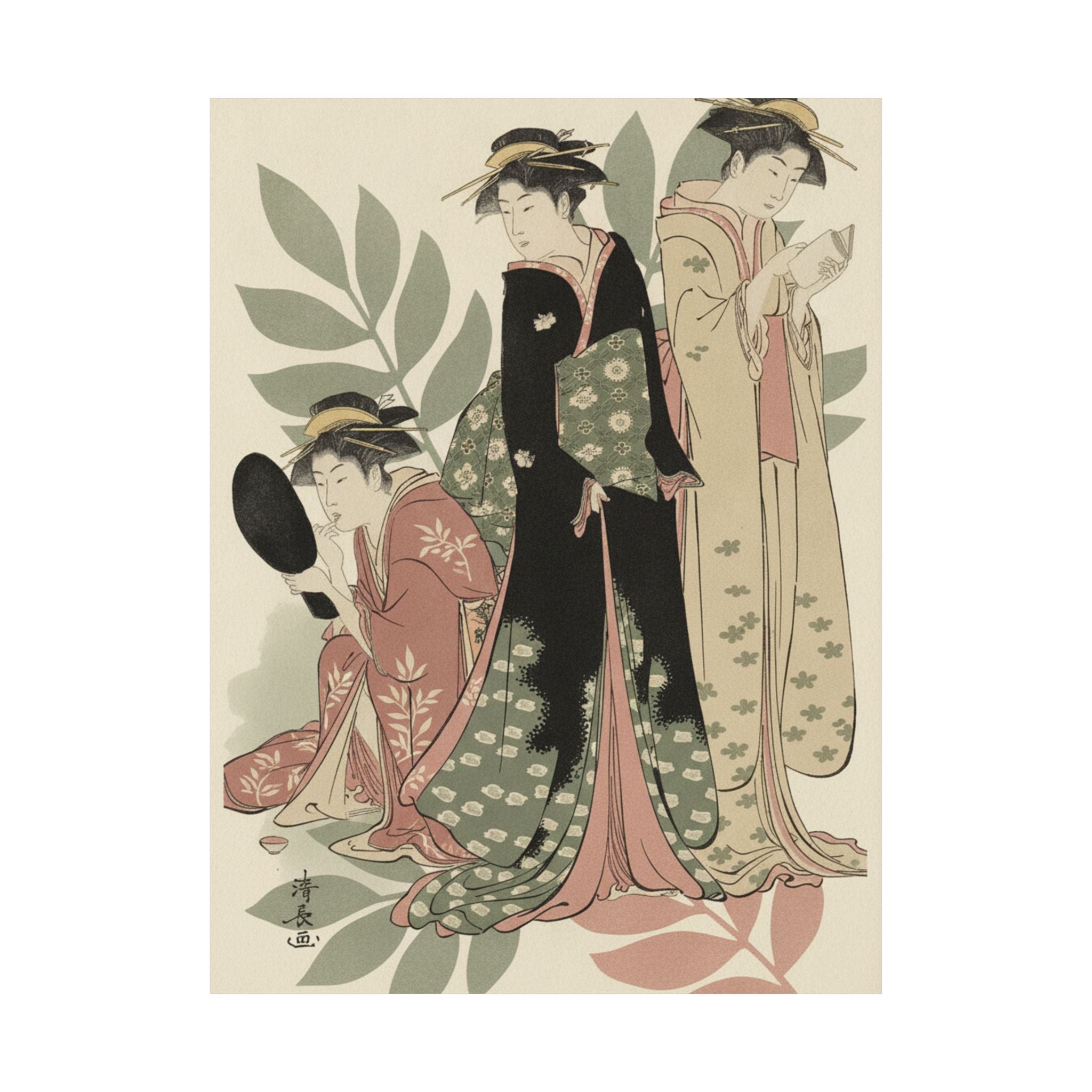 Botanical — Three Geishas Of Tachibana Street In Their Room — Matte Poster