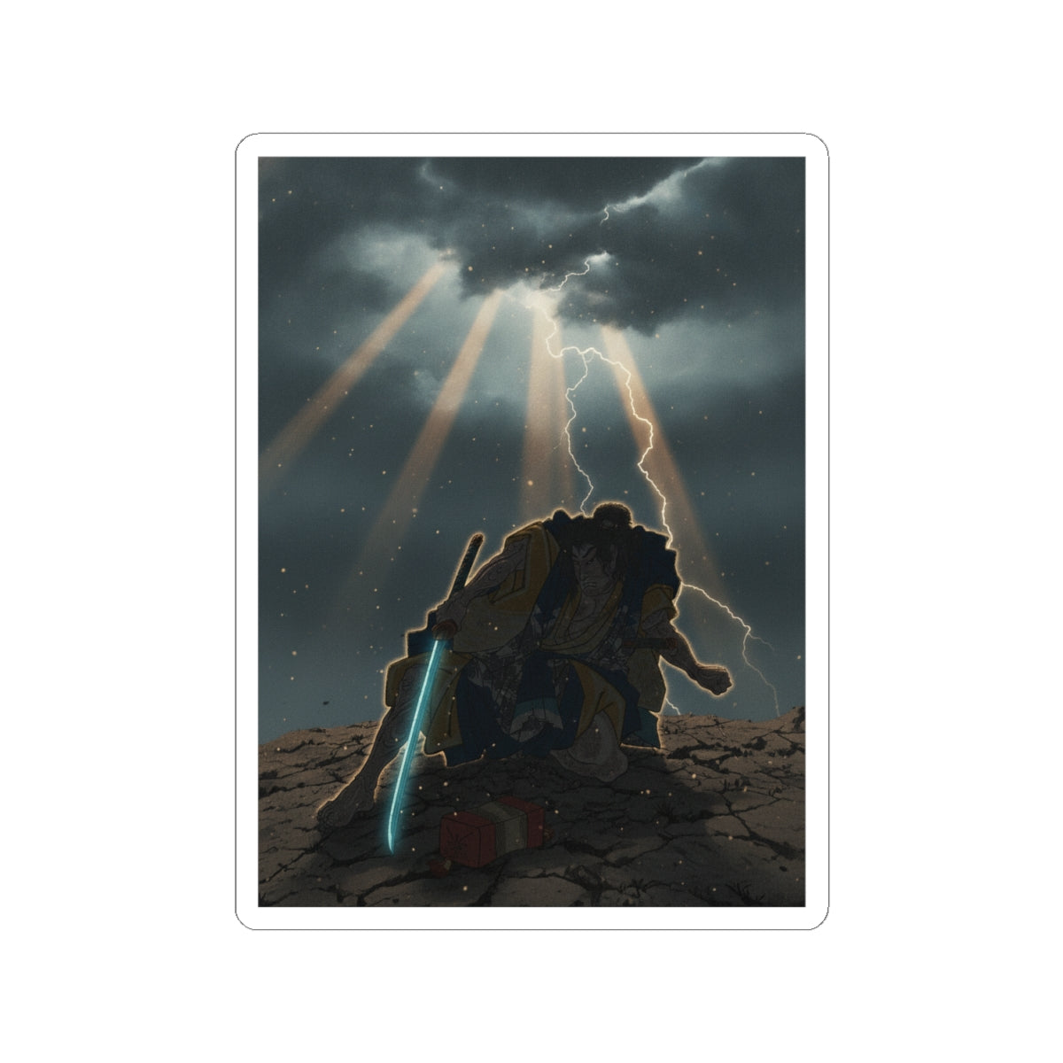 Dramatic Storm — “‘A Molted Cicada Shell’ (Utsusemi): Soga Gorō Tokimune,” From The Series Scenes — Kiss-Cut Sticker