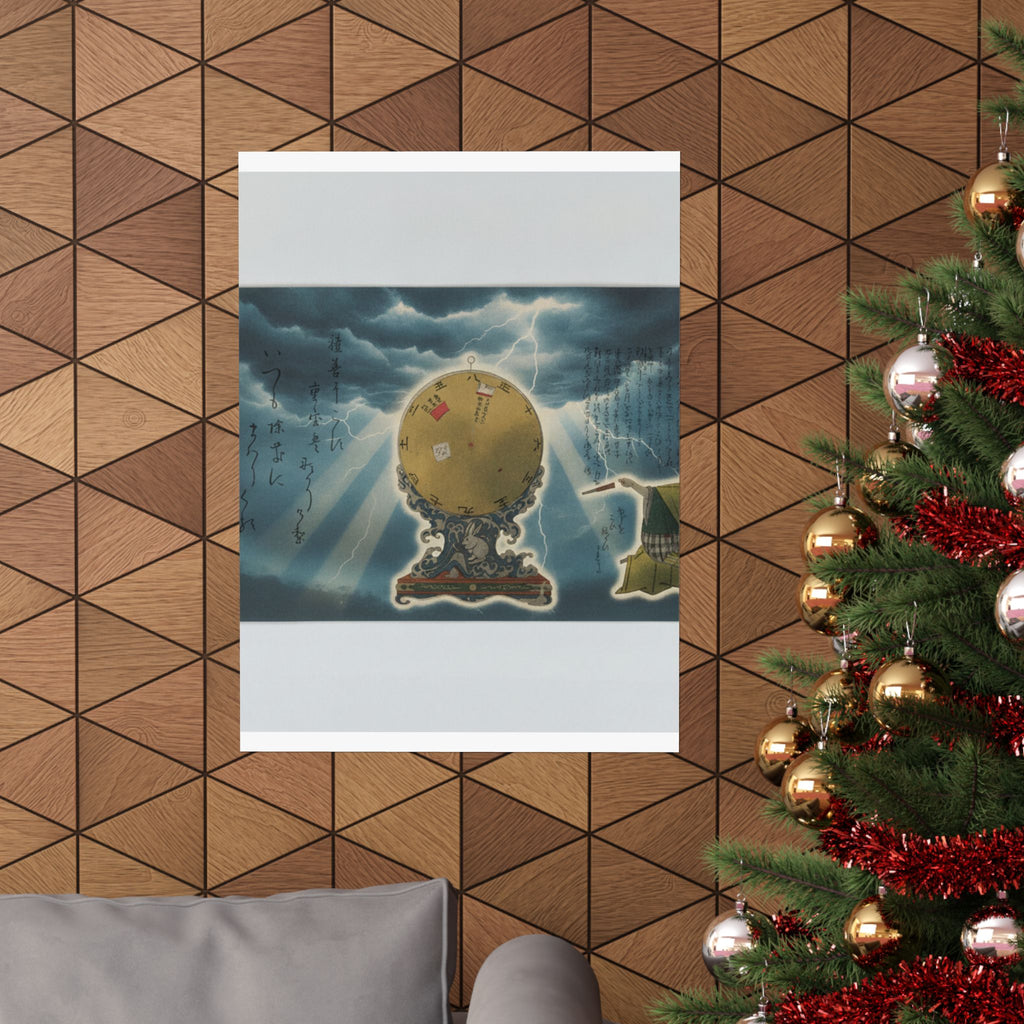 Dramatic Storm — Moveable Rotating Calendar Mounted On Elaborate Wave-Base With Rabbit Crest — Matte Poster