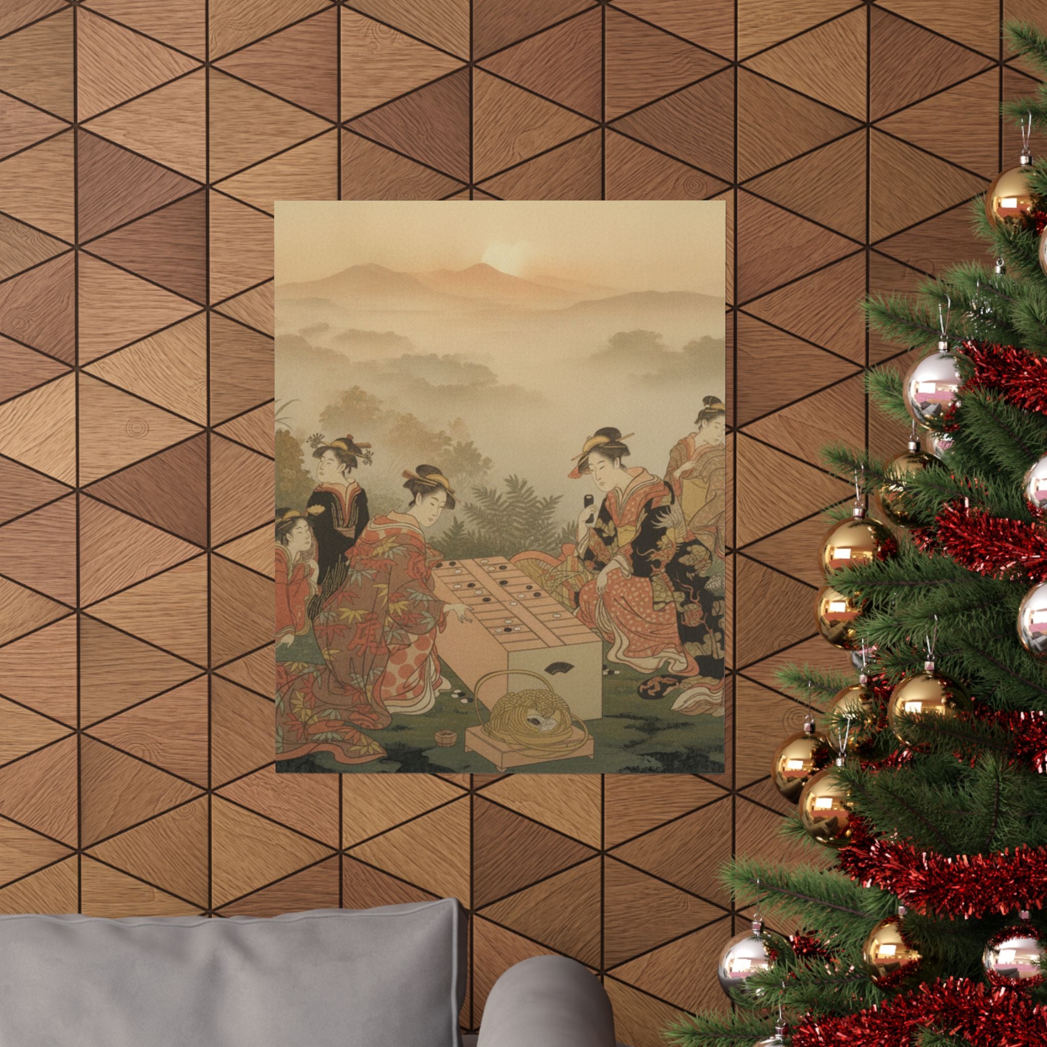 Scenic Nature — Two Young Women Playing A Game Of Sugoroku — Matte Poster