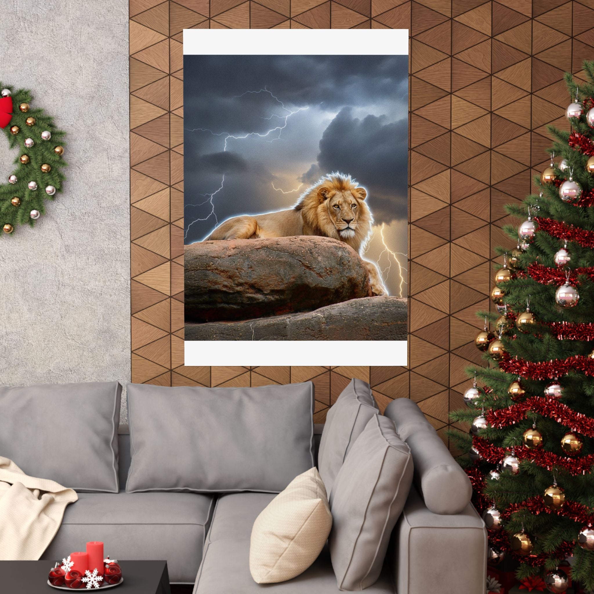 Dramatic Storm — Lion — Matte Poster