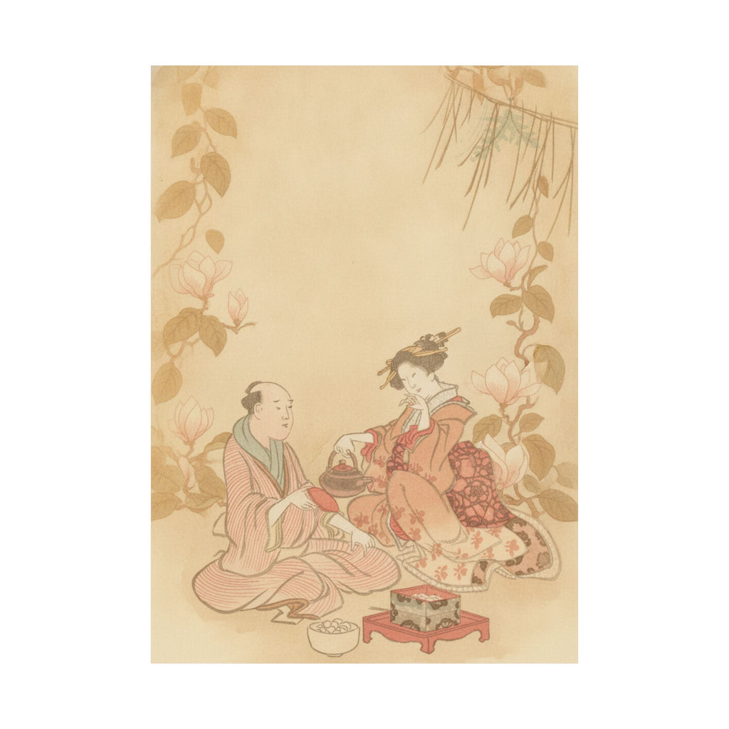 Southern Sunset — Woman Entertaining Her Guest With New Year Wine — Matte Poster