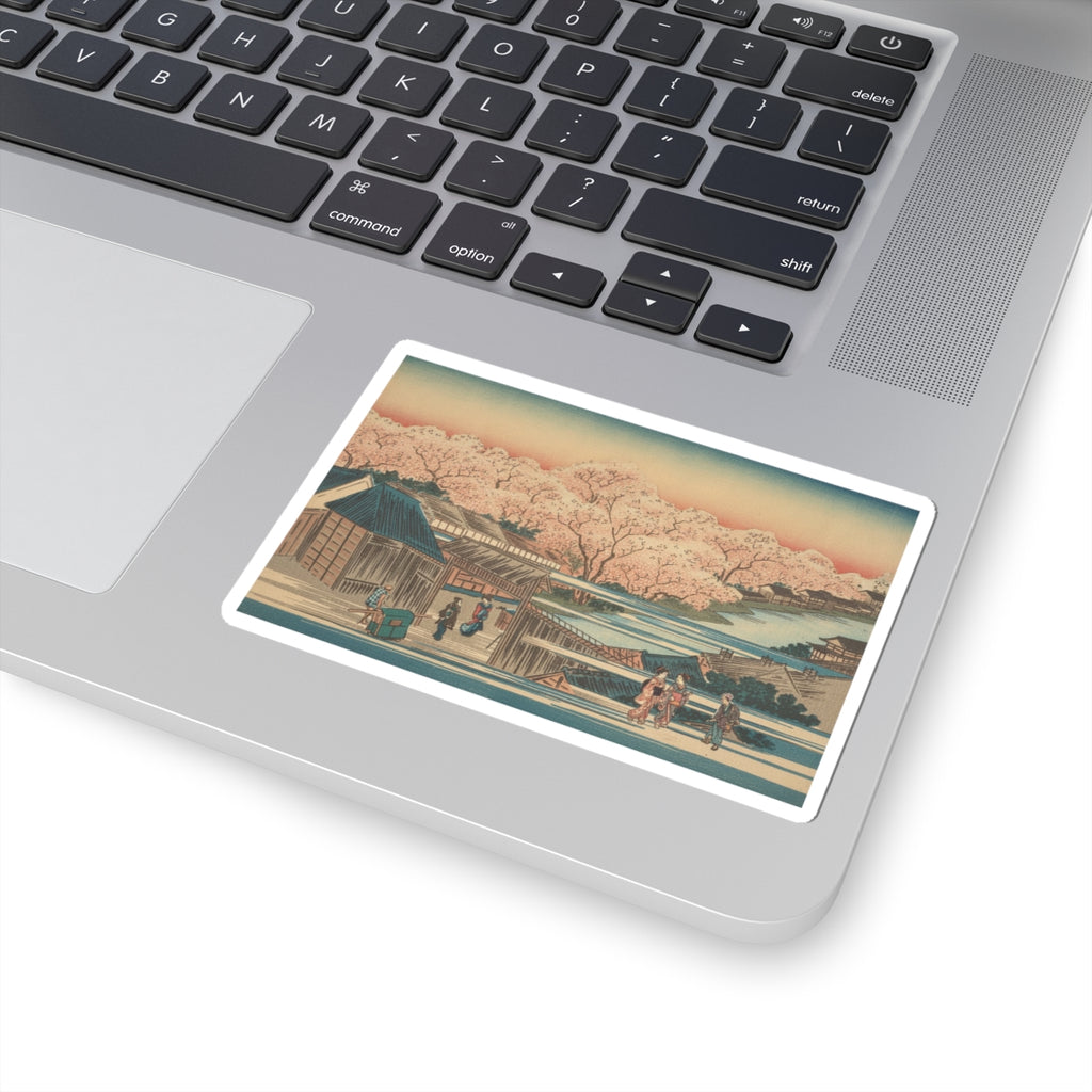 Scenic Nature — Morning Cherries At Yoshiwara — Kiss-Cut Sticker
