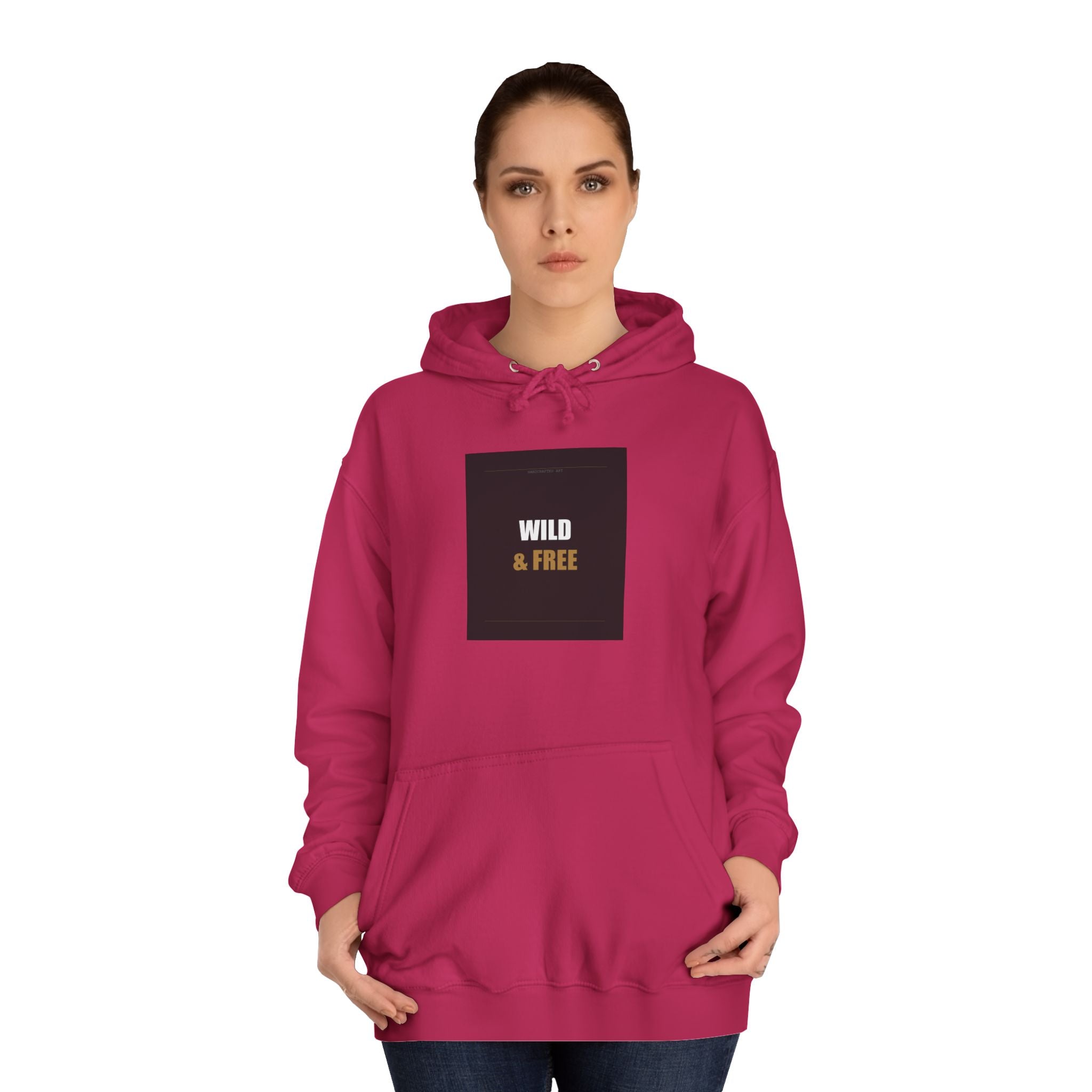 Wild & Free Orange Accent Minimal Typography Hoodie