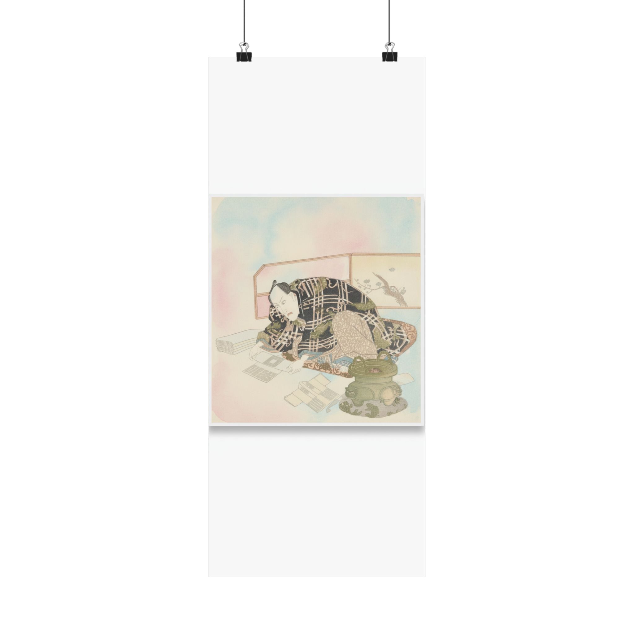 Watercolor — Ichikawa Danjūrō Vii Preparing New Year'S Gifts — Matte Poster