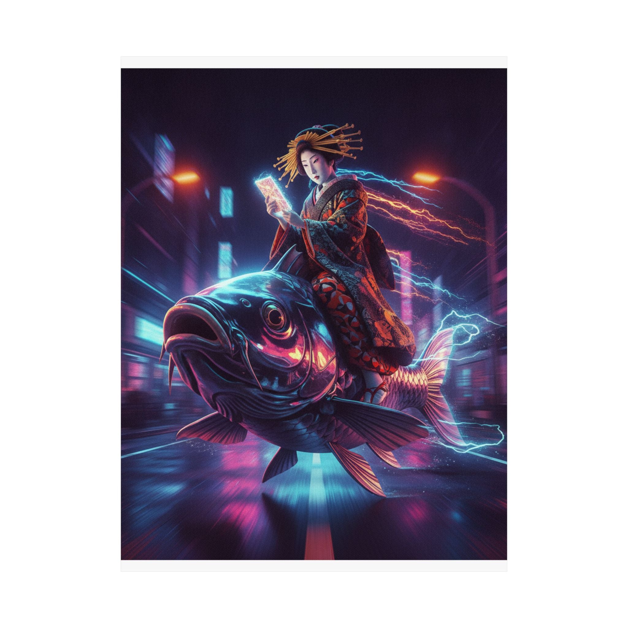 Fast Furious — Courtesan Seated On A Carp — Matte Poster