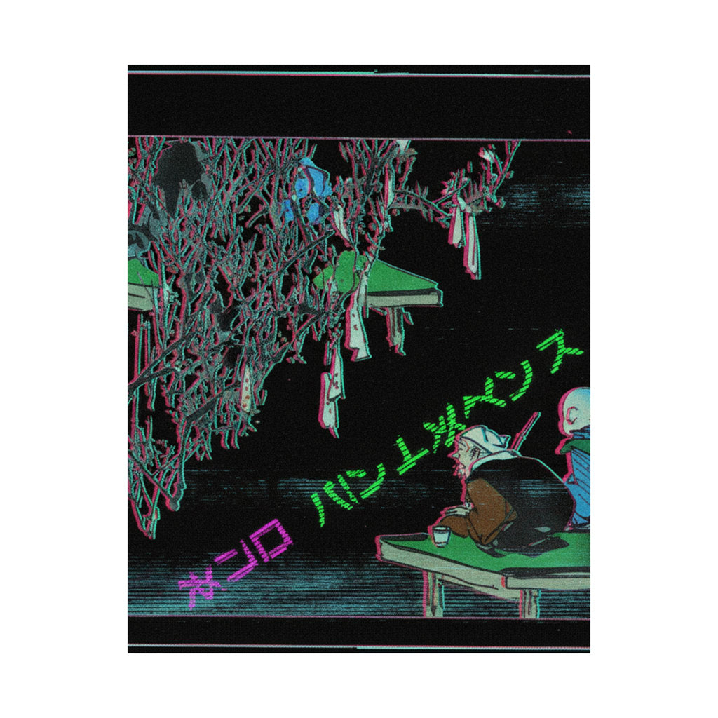 Glitch Culture — Two Pilgrims Gazing At A Tree Festooned With Prayers — Matte Poster