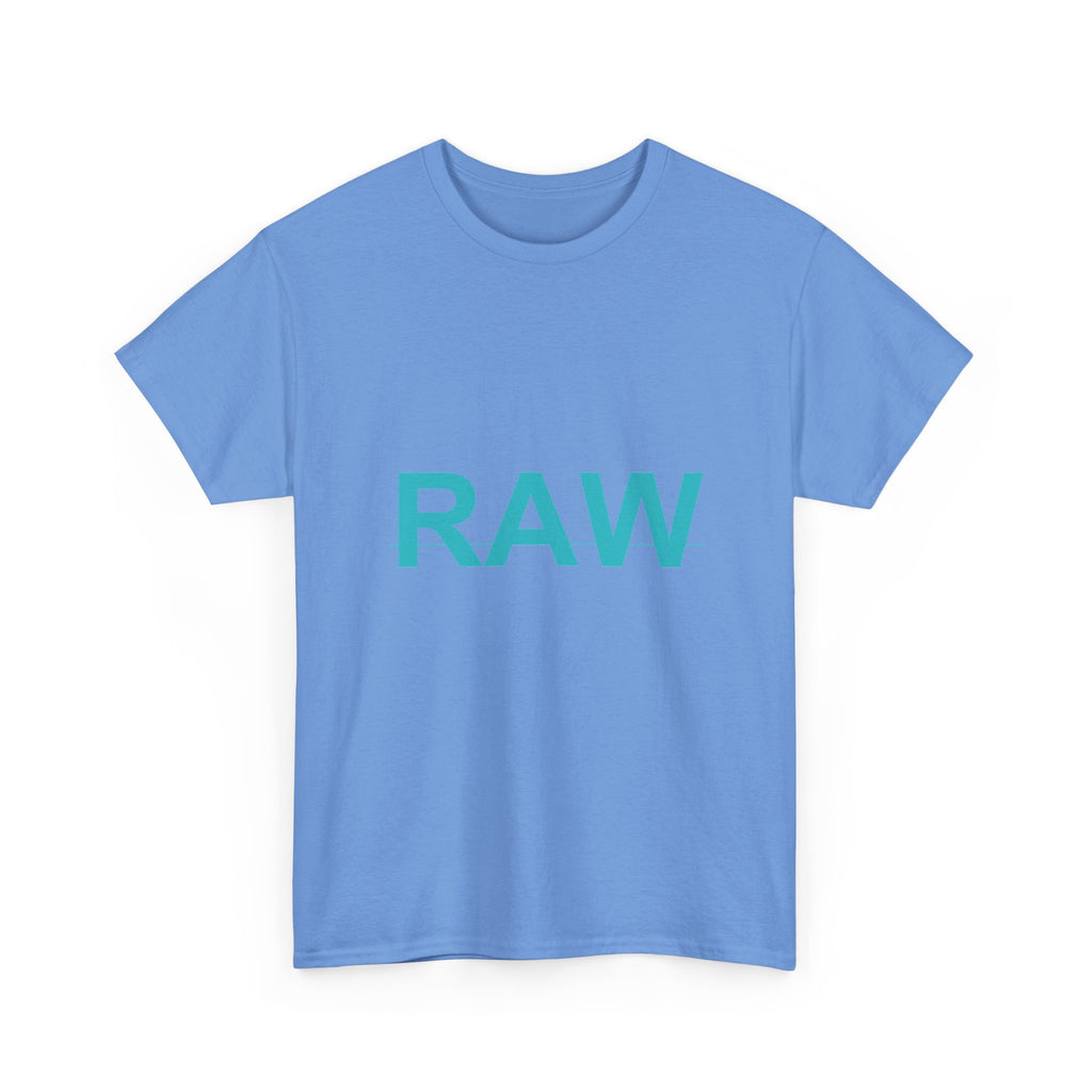 RAW Teal Block Letter Minimalist Statement Tee