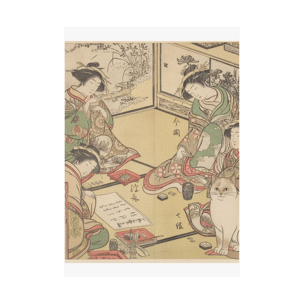 Botanical — Four Oiran Of The House Called Kadokana-Ya Playing The Game Of Ko-Awase (Incense — Matte Poster