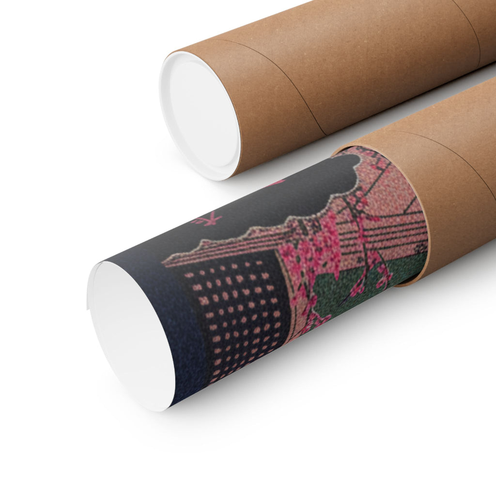Japanese Street — Samurai Admiring Pine-Tree And Plum Blossoms — Matte Poster