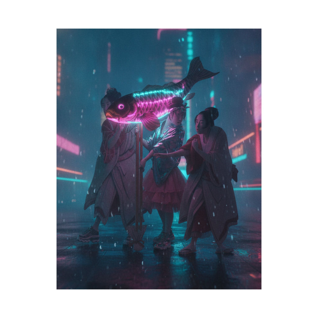 Neon Noir — Lantern Float — Matte Poster