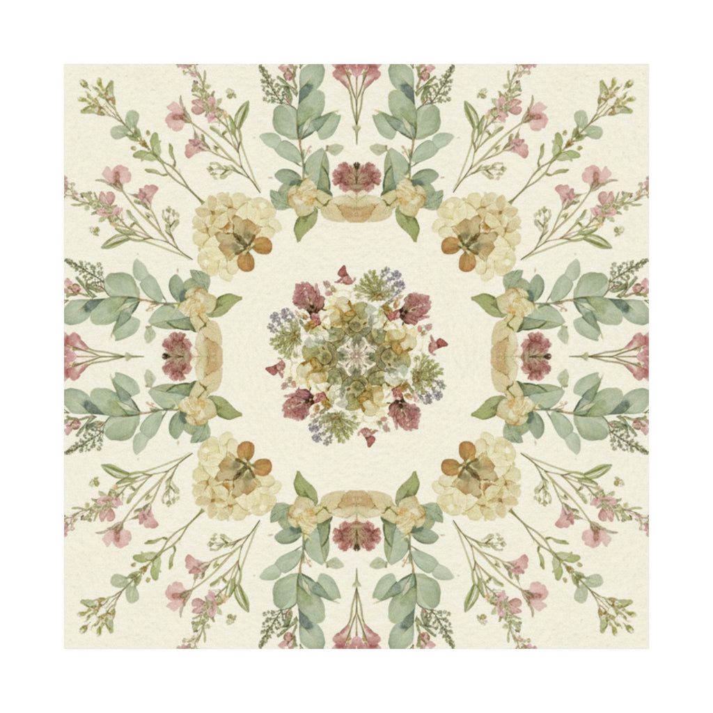 Pressed Wildflower Symmetry Cottagecore Botanical Poster