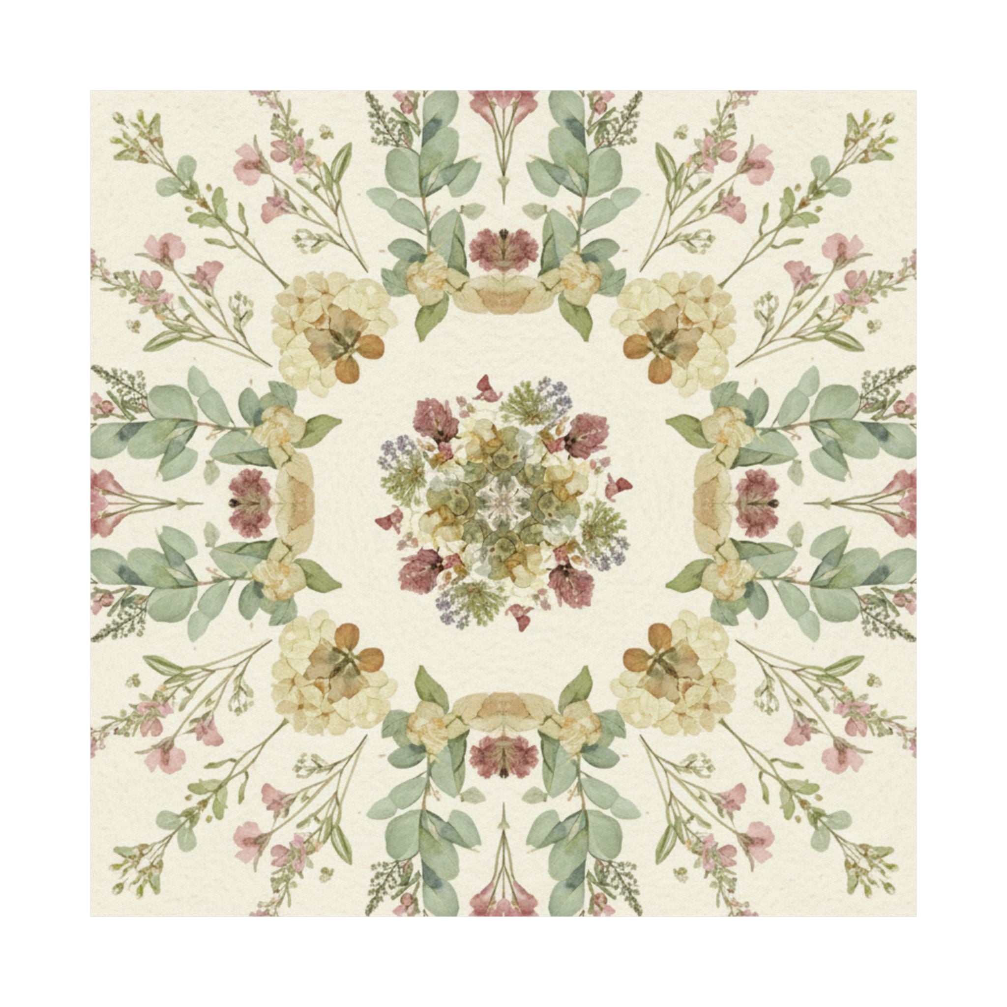 Pressed Wildflower Symmetry Cottagecore Botanical Poster