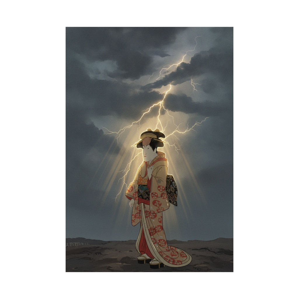 Dramatic Storm — Nakayama Tomisaburō As Miyagino In The Play "Katakiuchi Noriyaibanashi" — Matte Poster
