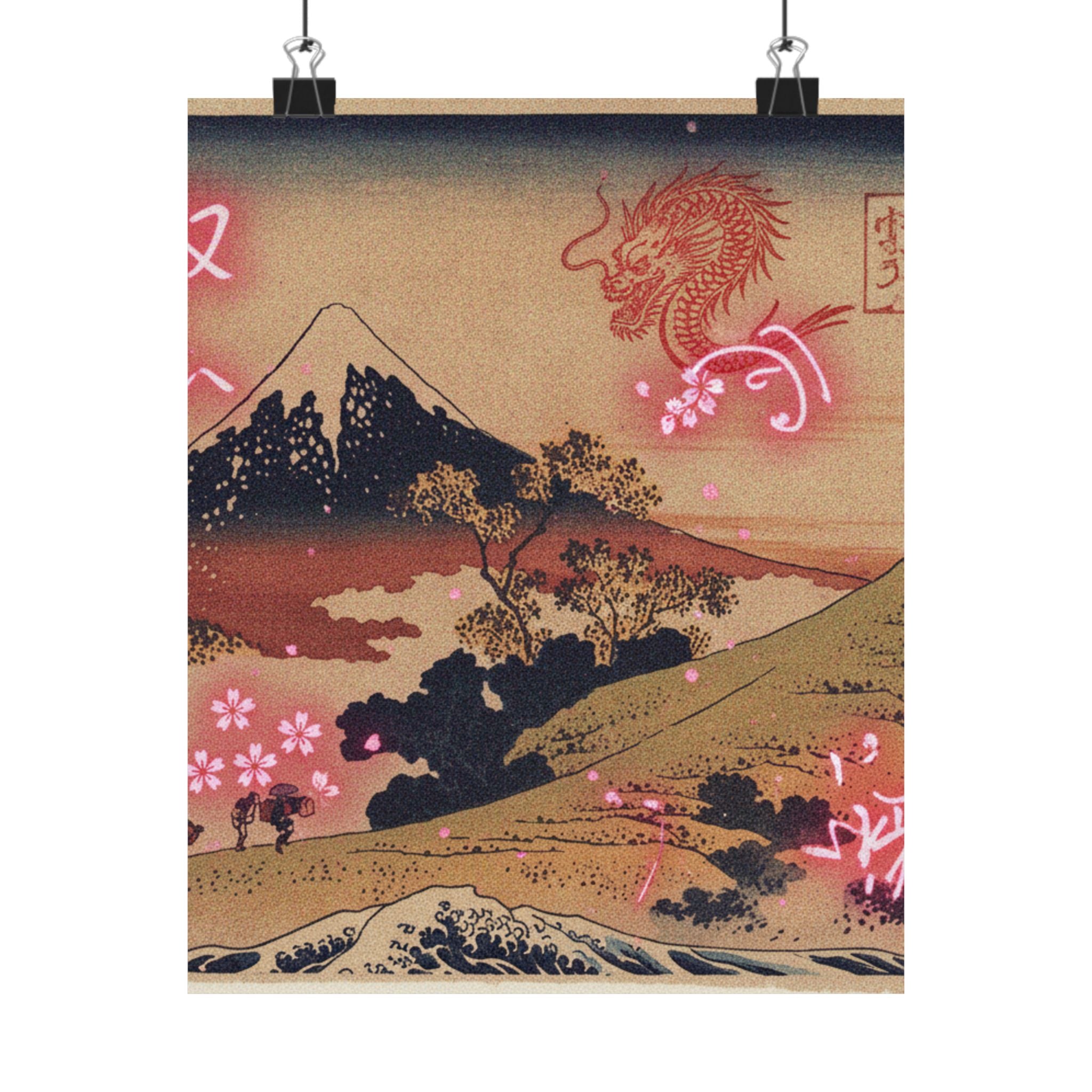 Japanese Street — The Inume Pass In Kai Province (Kōshū Inume Tōge), From The Series Thirty-Six Vi — Matte Poster