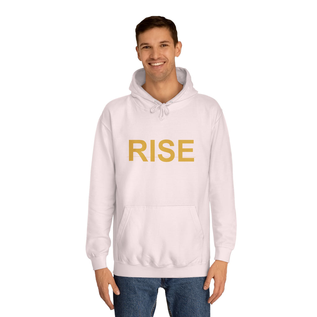 RISE Gold Block Letter Minimal Typography Hoodie