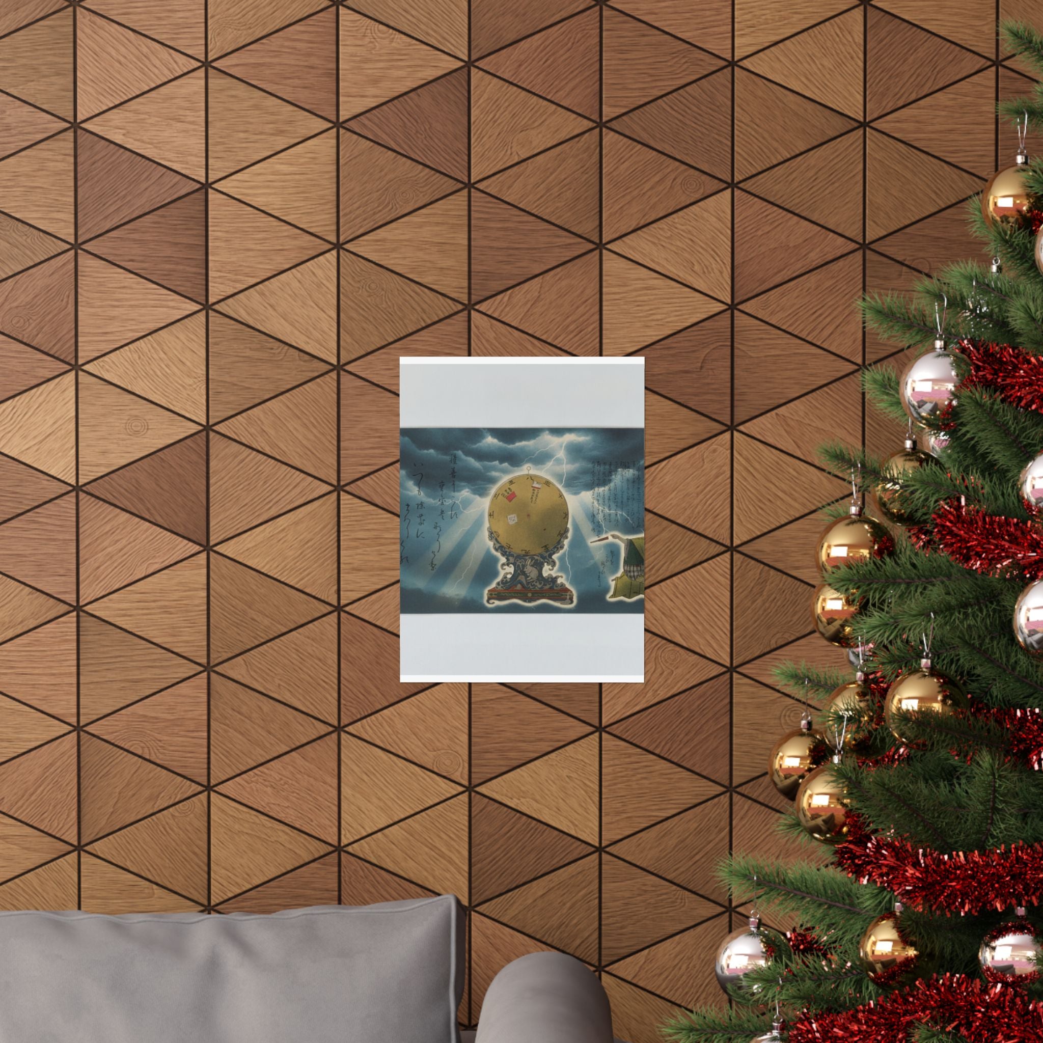 Dramatic Storm — Moveable Rotating Calendar Mounted On Elaborate Wave-Base With Rabbit Crest — Matte Poster